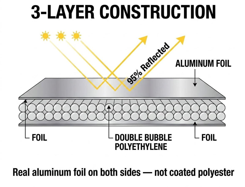 Foil, double-bubble polyethylene and foil layers