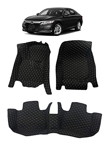 Custom Fit [Made in USA] All Weather Heavy Duty Full Coverage Floor Mat Floor Protection [Front and Rear] for 2018 2019 2020 2021 Honda Accord Sedan Accord Hybrid - Black Single Layer