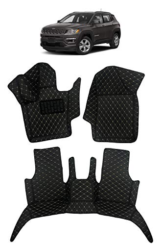 Custom Fit [Made in USA] All Weather Heavy Duty Full Coverage Floor Mat Floor Protection [Front and Rear] for 2017 2018 2019 2020 Jeep Compass SUV - Black Single Layer