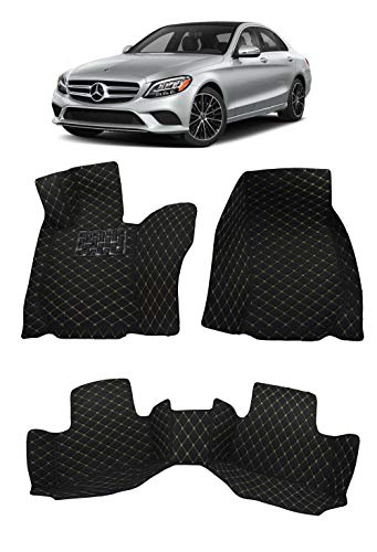 Custom Fit All Weather Heavy Duty Full Coverage Floor Mat Floor Protection [Front and Rear] for 2015 2016 2017 2018 2019 2020 Mercedes Benz C Class C300 4 Matic Sedan - Black Single Layer