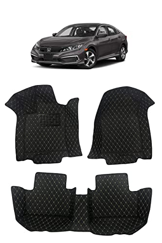 Custom Fit [Made in USA] All Weather Heavy Duty Full Coverage Floor Mat Floor Protection [Front and Rear] for 2022 Honda Civic - Black Single Layer