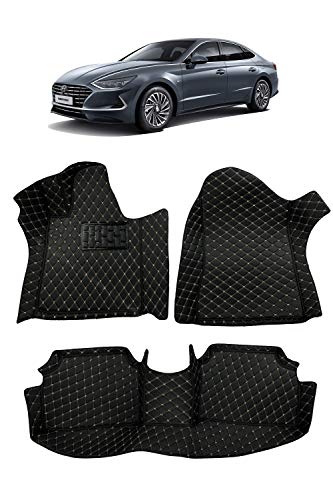 Custom Fit [Made in USA] All Weather Heavy Duty Full Coverage Floor Mat Floor Protection [Front and Rear] for 2020 Hyundai Sonata - Black Single Layer