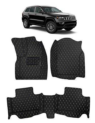 Custom Fit [Made in USA] All Weather Heavy Duty Full Coverage Floor Mat Floor Protection [Front and Rear] for 2013 2014 2015 2016 2017 2018 2019 Jeep Grand Cherokee - Black Single Layer