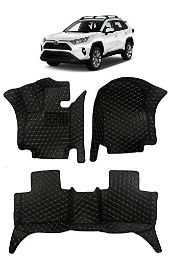 Custom Fit [Made in USA] All Weather Heavy Duty Full Coverage Floor Mat Floor Protection [Front and Rear] for 2019 2020 2021 Toyota RAV4 Non Hybrid SUV - Black Single Layer