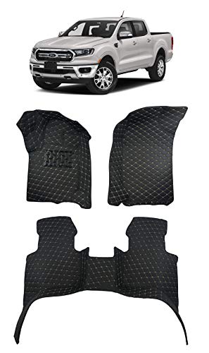 Custom Fit [Made in USA] All Weather Heavy Duty Full Coverage Floor Mat Floor Protection [Front and Rear] for 2018 2019 2020 2021 Ford Ranger Supercrew 5 Seats - Black Single Layer