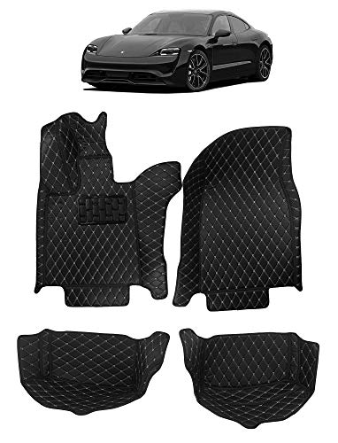 Custom Fit [Made in USA] All Weather Heavy Duty Full Coverage Floor Mat Floor Protection [Front and Rear] for 2020 2021 Porsche Taycan 4S Turbo - Black Single Layer