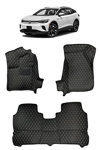 Custom Fit [Made in USA] All Weather Heavy Duty Full Coverage Floor Mat Floor Protection [Front and Rear] Compatible for 2020 2021 2022 Volkswagen VW ID4 EV - Black Single Layer