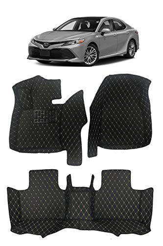 Custom Fit [Made in USA] All Weather Heavy Duty Full Coverage Floor Mat Floor Protection [1st and 2nd Row] for 2018 2019 2020 2021 Toyota Camry Hybrid Model Sedan - Black Single Layer