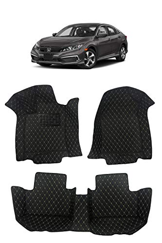 Custom Fit [Made in USA] All Weather Heavy Duty Full Coverage Floor Mat Floor Protection [Front and Rear] for 2016 2017 2018 2019 2020 Honda Civic Sedan Hatchback - Black Single Layer