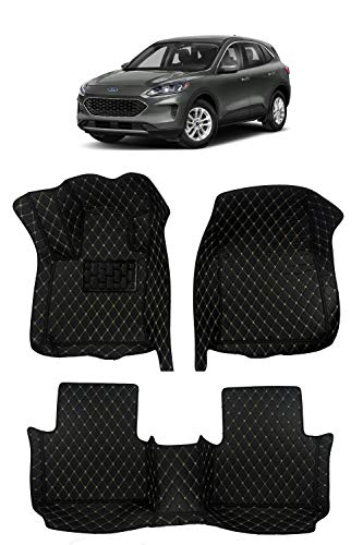 Custom Fit [Made in USA] All Weather Heavy Duty Full Coverage Floor Mat Floor Protection [Front and Rear] for 2020 Ford Escape Non Hybrid - Black Single Layer