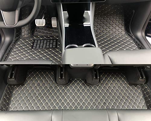 Custom Fit [Made in USA] All Weather Heavy Duty Full Coverage Floor Mat Floor Protection [Front and Rear] for 2019 2020 Tesla Model 3 - Black Single Layer