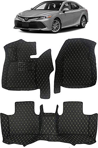 Custom Fit [Made in USA] All Weather Heavy Duty Full Coverage Floor Mat Floor Protection [1st and 2nd Row] for 2018 2019 2020 2021 Toyota Camry Non Hybrid Model Sedan - Black Single Layer