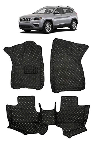 Custom Fit [Made in USA] All Weather Heavy Duty Full Coverage Floor Mat Floor Protection [Front and Rear] for 2019 2020 2021 Jeep Cherokee - Black Single Layer